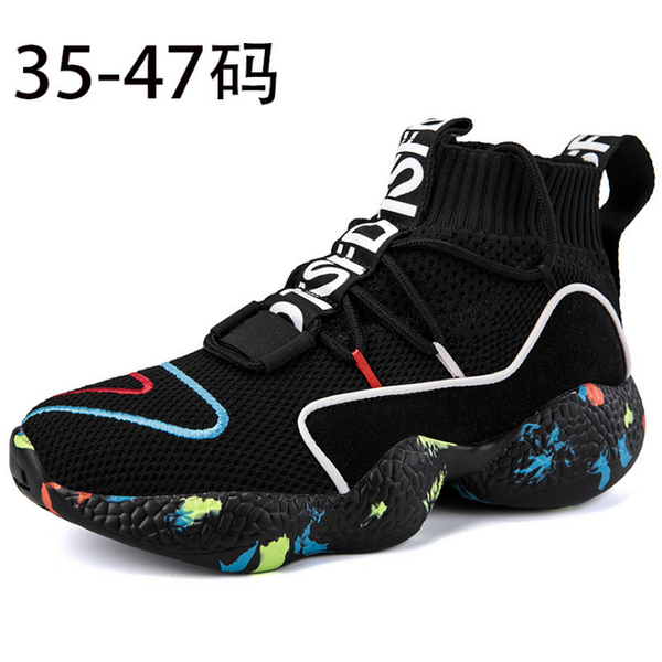 

plus size 47 women's sock sneakers knit breathable flat shoes women men shoes 2020 fashion chunky trainers lady black white