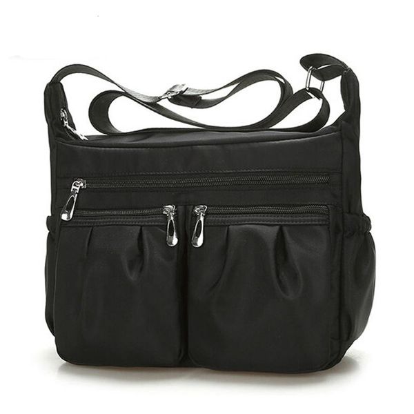 

women casual shoulder bag fashion solid color zipper waterproof nylon shoulder bag crossbody pocket pack bolsa feminina