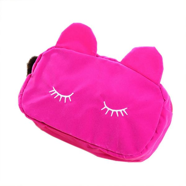 

2019 portable cartoon cat makeup bag coin storage case travel makeup flannel pouch cute cosmetic bag cases for women girls
