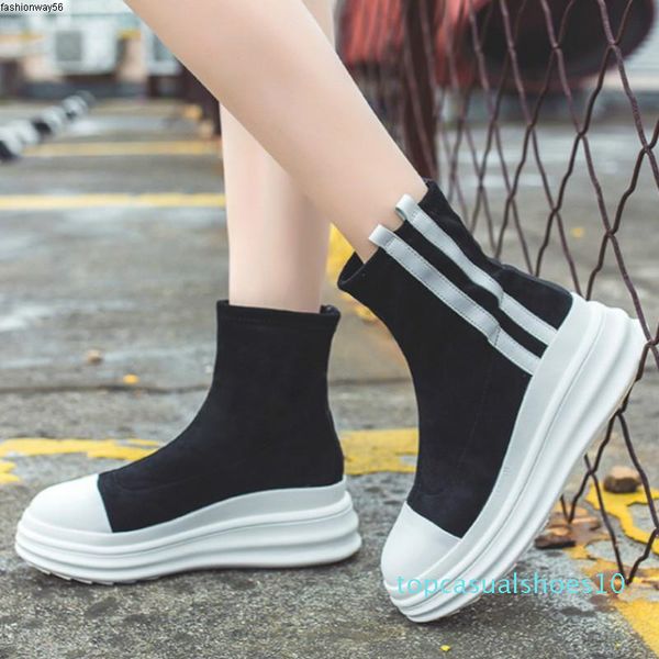 

women increase cotton shoes winter socks warm sneakers high shoes female comfortable plus velvet e15-06 t10, Black