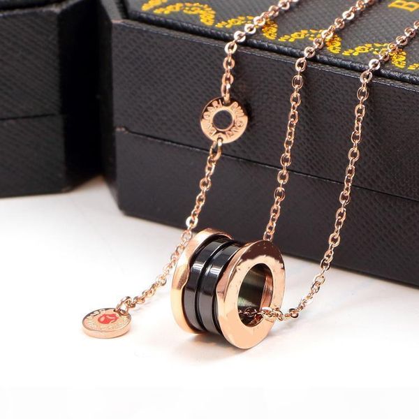 

e red man circle ceramics pendant rose silver color necklace for women vintage collar costume jewelry with original box se