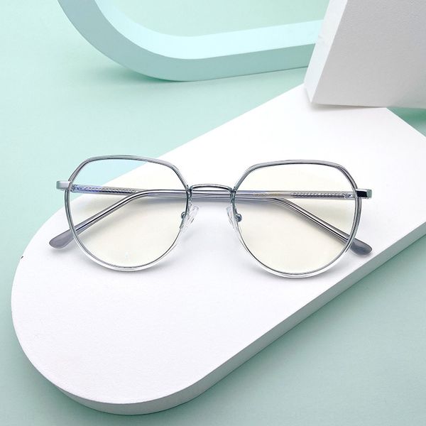 

m2025 personalized irregular glasses plain glasses men's and women's same color gradient frame light comfortable myopia frame, Silver