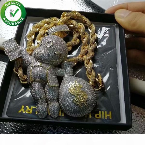 

designer necklace mens iced out hip hop chain pendants luxury jewelry fashion hiphop bling diamond mario gold rope chain cuban link rapper, Silver