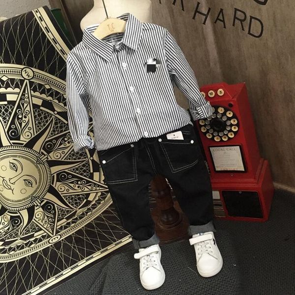 

yqzh7 boys' cotton clothing striped shirt 2019 spring clothes spring and autumn korean style new children's clothing baby children, White;black