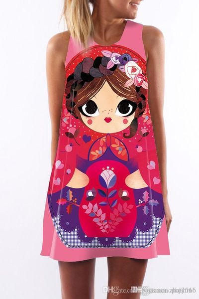 

women dress summer sling sleeveless hip wrap lady ethnic style lady russian doll print skirt casual pencil dresses size s-xl, Black;gray