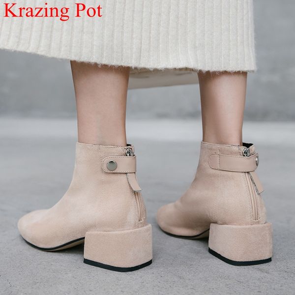 

2020 new arrival comfortable zipper round toe high heels women ankle boots runway sweet fashion boots keep warm winter shoes l02, Black