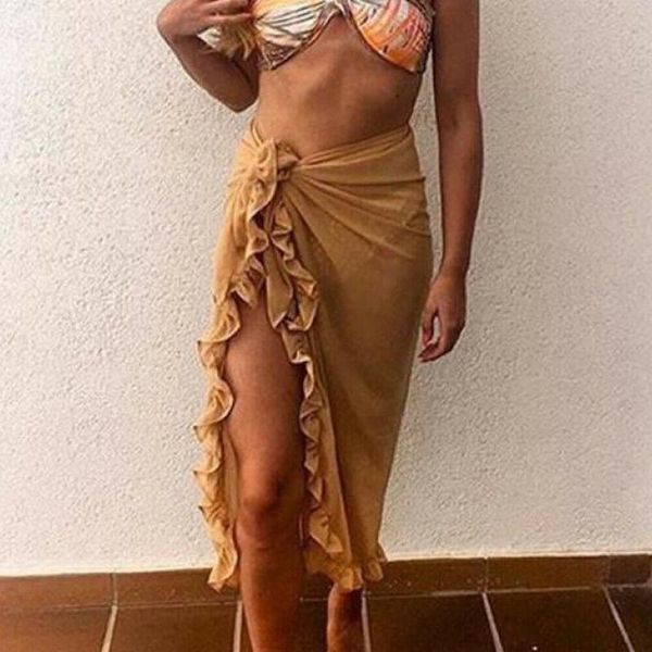 

women swimwear bikini beach wear swimsuit wrap skirt sarong dress cover up, White;black