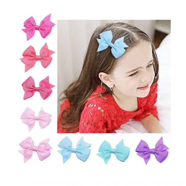 

bb iron clip 4-inch bow 44-color threaded stitching butterfly ribbon ribbon children's hair accessories, Slivery;white