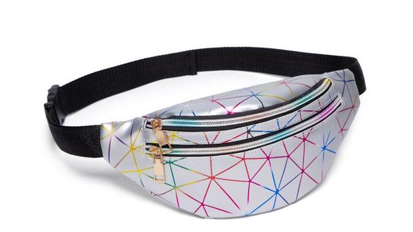 

women's personality laser colorful sports multi-layer waist bag 2020 new diamond lattice cross-body chest bag
