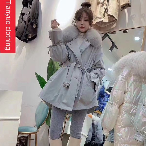 

2020 winter new korean down jacket style loose waist slimming style overcome liner detachable down jacket women's mid-length, Black