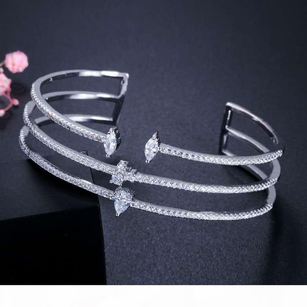 

new fashion women bracelets bangles for party wedding 18k white gold plated cz bracelet bangle for bride nice gift, Black