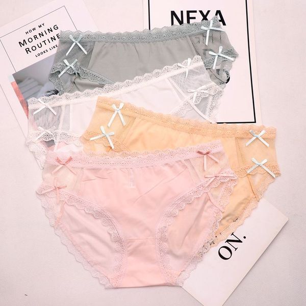

women's panties sp&city japan sweet lace underwear women hollow out seamless ruffle bow floral crotch cotton briefs cute lingerie, Black;pink