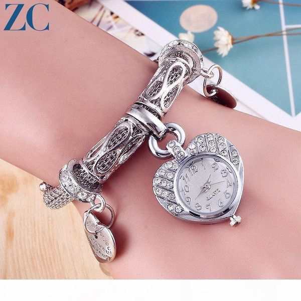 

new women's jewelry gold silver heart network with bracelet watch gift wholesale, Slivery;brown