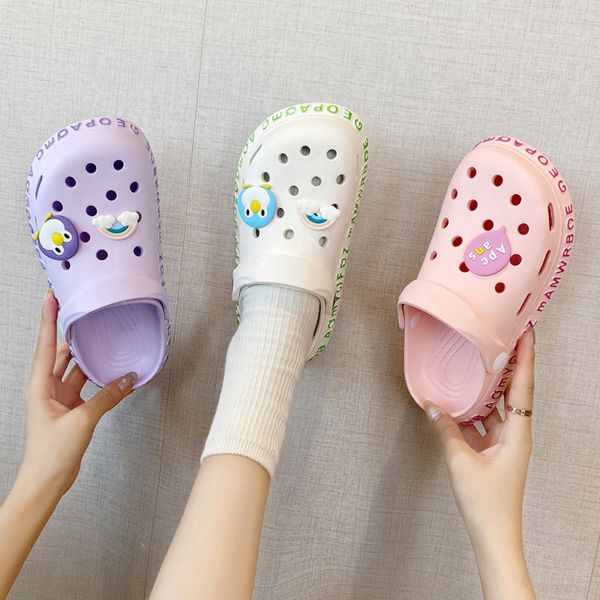 

women sandals casual summer beach comfortable pink outdoor slides slip on hole loafers garden sandals sandalias mujer, Black