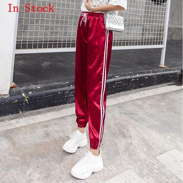 

peneran stripe sweatpants women sports pants 2020 jogging pants woman sport pants high waist trousers active wear purple red xxl t200326, Black