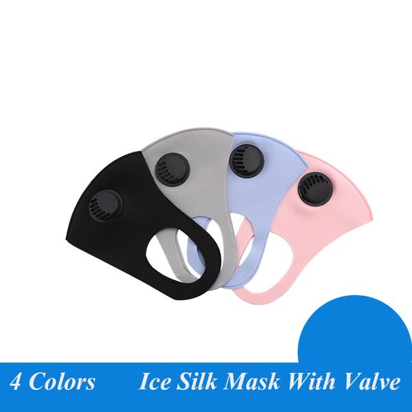 

Face mask Mouth Mask Adult with valve Cover PM2.5 Respirator Dustproof Anti Dust Washable Reusable Ice Silk Cotton Masks DHL