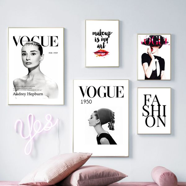 

fashion canvas print vogue poster female wall art prints canvas painting cuadro make up poster wall pictures for bedroom decor