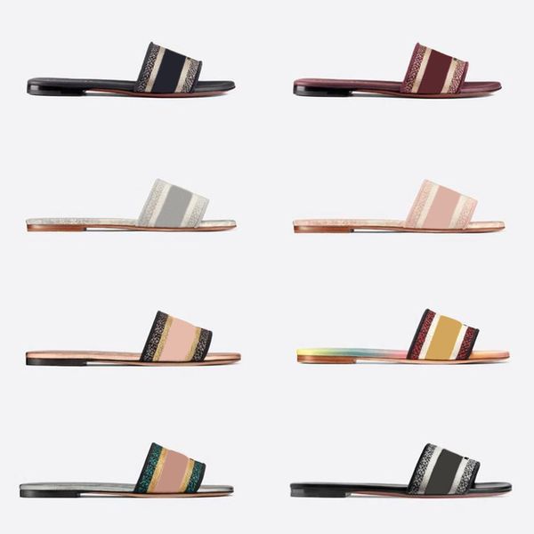 

dway slide women shoes embroidered cotton upper slipper leather printed summer outdoor flat flip flops beach casual shoes us4-11, Black