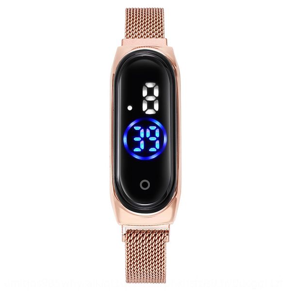 

3ueb1 2020 iron-absorbing stone mesh belt electronic led watch m 4 waterproof touch screen men's and women's fashion sports led el, Blue