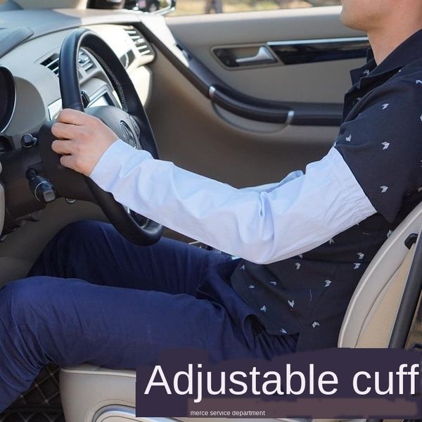 

driving over outdoor anti-fat gloves armband loose sun gloves sleeve sleeve protection uv pure cotton arm cover men's summer, Black;gray