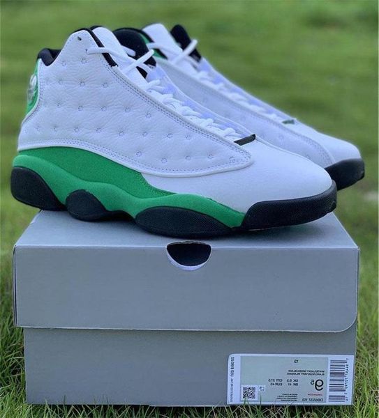 

2020 new est 13 lucky green basketball shoes white black 3m reflective 13s db6537-113 real carbon fiber men sports shoes with box 0q