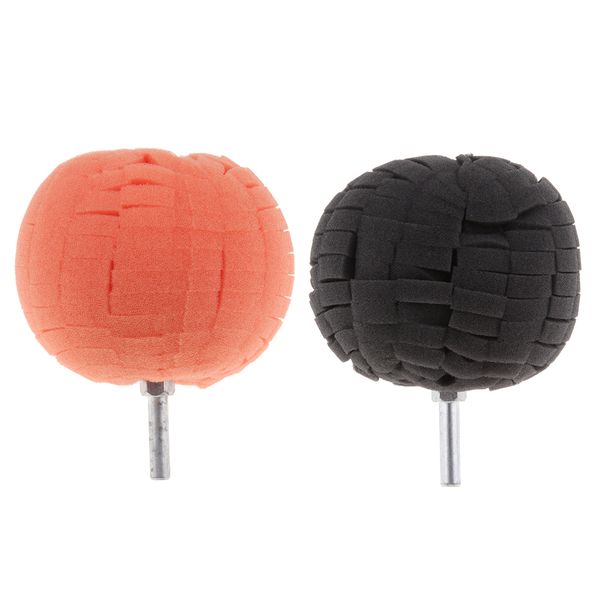 

2pcs round sponge polishing foam pads buffing wheels for automotive wheel polishing and waxing, black & orange