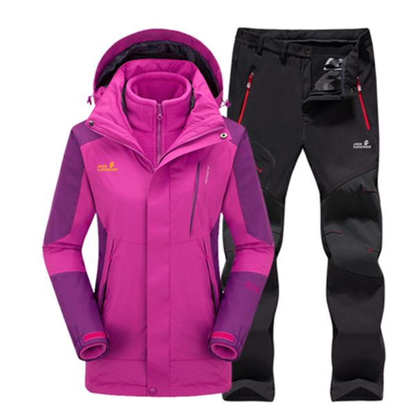 

wolf claw luye outdoor assault suit suit female three-in-one detachable plus velvet thick cold protection mountaineering, Blue;black