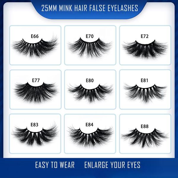 

E series 100% Real Mink Eyelashes Extension 25MM 3D lashes Manual Beautifying tools Multi-layer Sharpening False Eyelashes Beauty Tools
