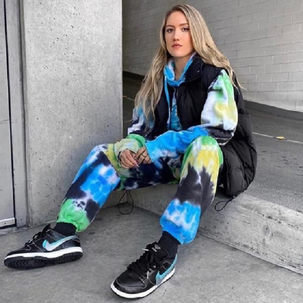 

womens fashion designer autumn long sleeve casual print two piece pants set clothing hoodies streetwear hiphop loose for woman, White