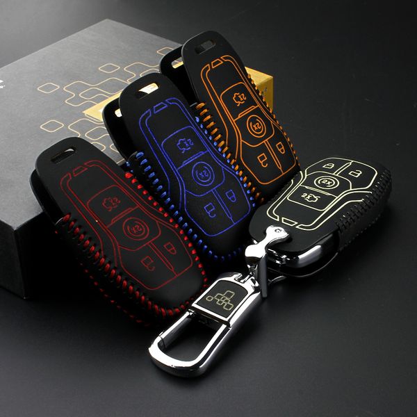 

key case for lincoln kmz/mkc 2014 genuine leather car key cover wallet for ford escort 2015 2016 taurus key2s