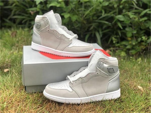 

authentic 1 high og japan 2001 co .jp basketball shoes neutral grey white metallic silver 1s outdoor shoes size 7 -13 0q0, Black