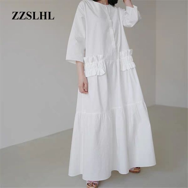 

2020 round neck three quarter sleeves line and cotton pullover ruffles pocket shirt dress big size vestido wm14000xl, Black;gray