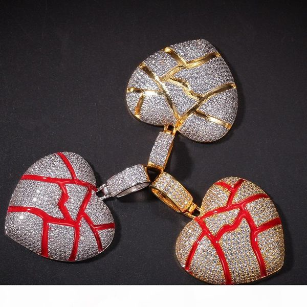 

broken heart pendant necklace for mens womens new fashion hip hop necklace jewelry iced out pendant necklace, Silver