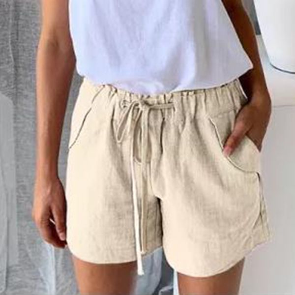 

women's shorts drawstring summer for women solid short woman straight girls casual 2021 female cotton leisure clothes, White;black