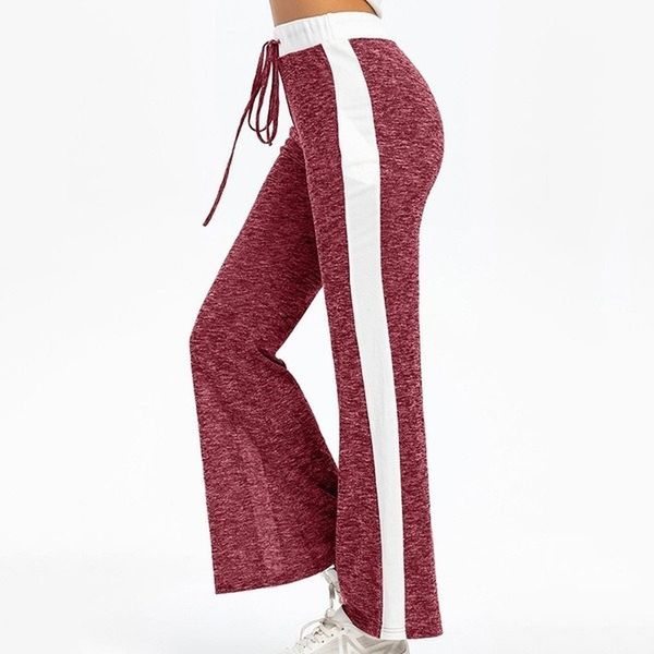 

women's pants & capris women autumn leisure drawstring loose solid color patchwork trousers female long fashion sweatpants plus size, Black;white