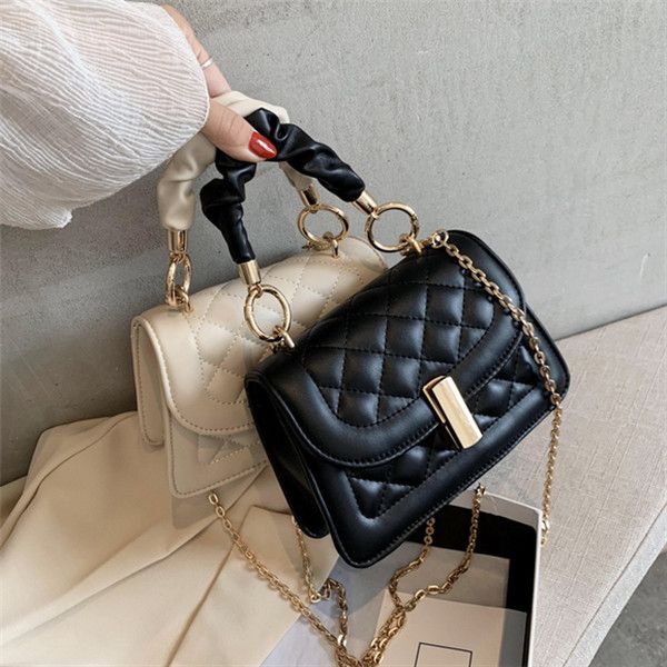 

2020 women's new trend korean crocodile pattern pu all-match chain small square bag shoulder crossbody bag, Black;red