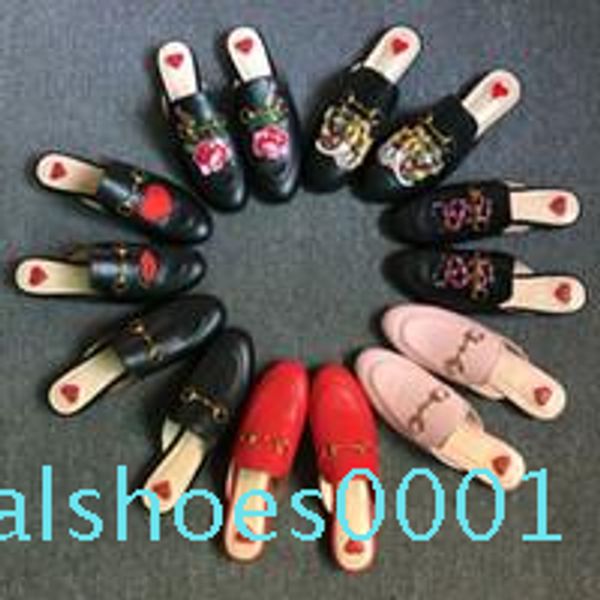 

brand princetown women fur slippers luxury designer fashion genuine leather loafers shoes metal chain ladies casual mules flats new lllc01, Black