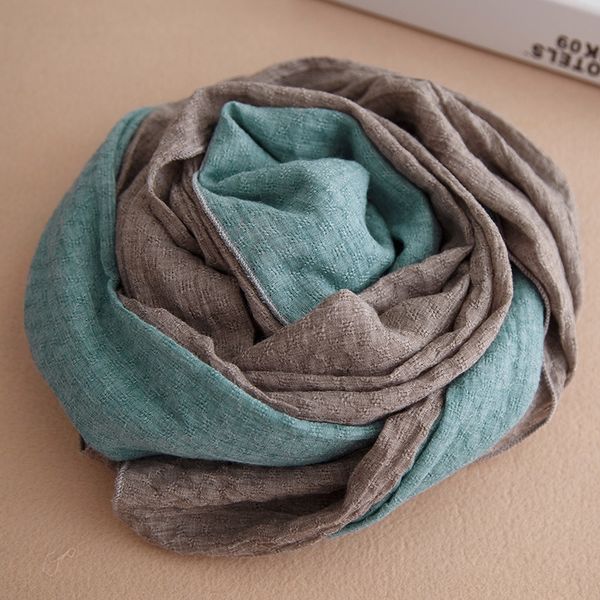 

season new men's and women's children's color matching casual cotton and linen warm scarf warm long scarf, Red;brown