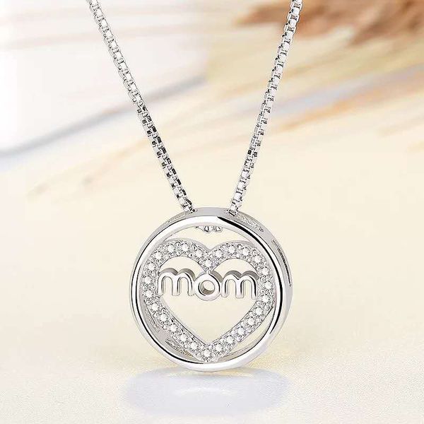 

mother's day gifts crystal necklace for women elegant silver plated heart shape mom letter necklace birthday gift for mother