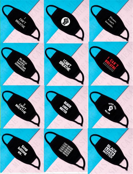 

i can't breathe cotton face mask mouth-muffle covers black lives matter print dustproof double layer washable reusable masks d7703, Blue