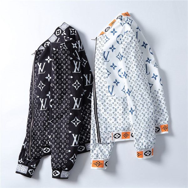 

fashion jacket windbreaker long sleeve mens designers jackets hoodie clothing zipper with animal letter pattern stand collar clothes, Black;brown