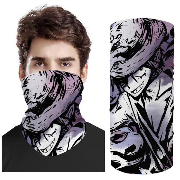 

one piece face mask men mascarillas sun protection scarves neck cover solid print foulard femme riding mouth scarf bandana luffy, Black
