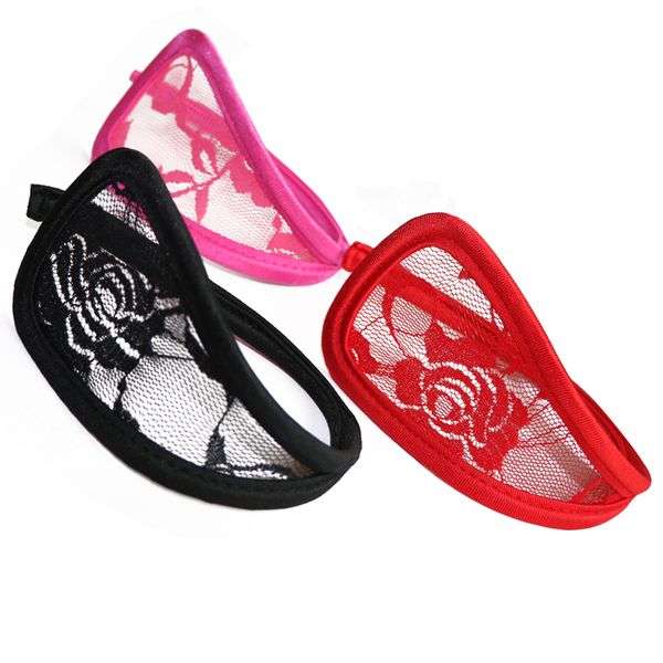 

3pc womens invisible underwear hollow out c-string thong panties g-string knickers c shape string panties underpanty briefs, Black;pink