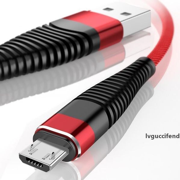 

flexible usb cable high tensile 2a charging data nylon braid type-c cable cord for android samsung huawei charger sync cables 1m