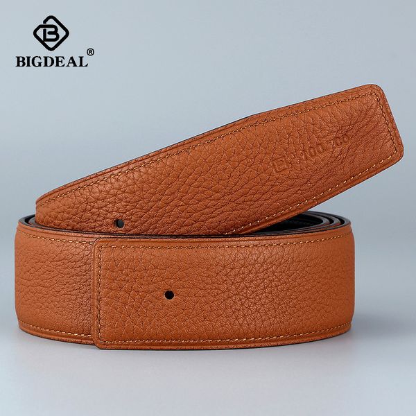 

belts for mens without buckle male strap cowskin genuine leather pin buckle men belt waistband no 3.2 3.8cm, Black;brown