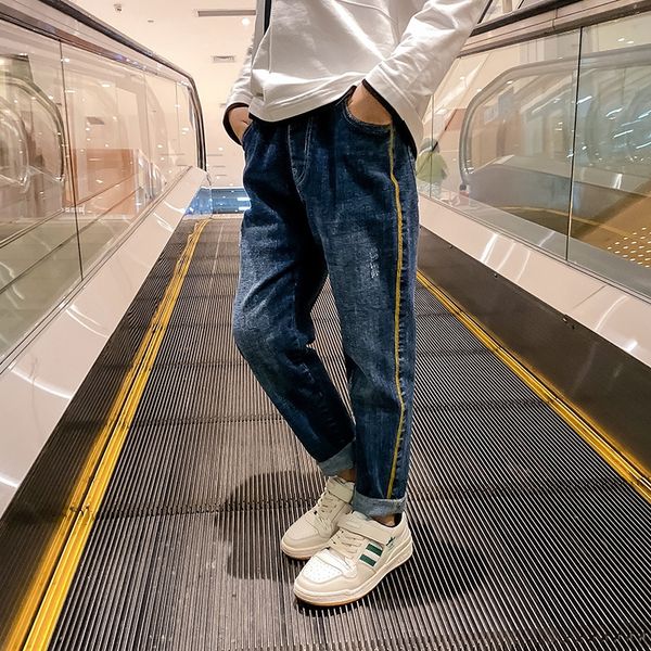 

boys casual and jeans ' jeans autumn 2020 new medium and large casual pants western style autumn children's pants fashion, Blue