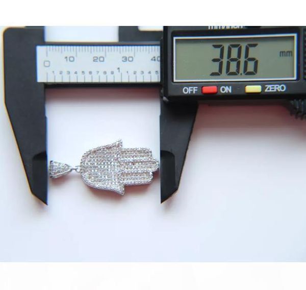 

e new hip hop bling box chain 24 &quot ;women men couple gold silver color iced out hamsa hand pendant necklace with cz