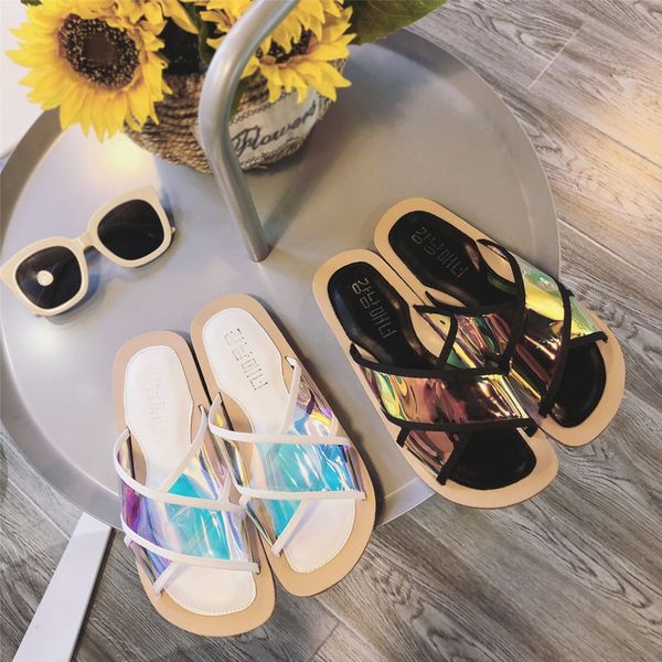 

transparent cross-band flat-bottomed outdoor beach and sandals sandals fashion all-match non-slip casual women's shoes fashion