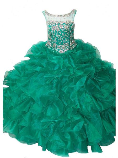 

girl's dresses 2021 luxury beaded floor length flower girl pageant gowns with handmade children bridesmaid birthday dance ball, Red;yellow