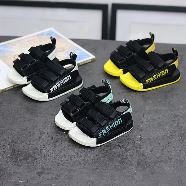 

2020 magic shoes children's sandals 1-2-3 years old baby sports breathable children's soft toddler shoes magic sticker sandals, Black;red